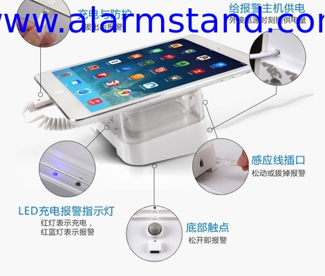 COMER anti-theft display devices for tablet docking stations with alarm and charger skeleton