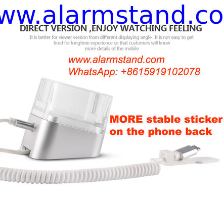 COMER acrylic anti-theft cable lock for smartphone security display stands with alarm sensor and charging cord