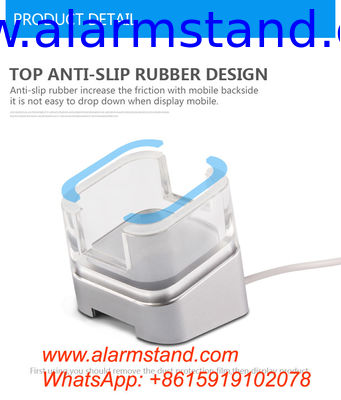 COMER mobile phone cable locking security acrylic stands with alarm charging cord for mobile phone accessories store