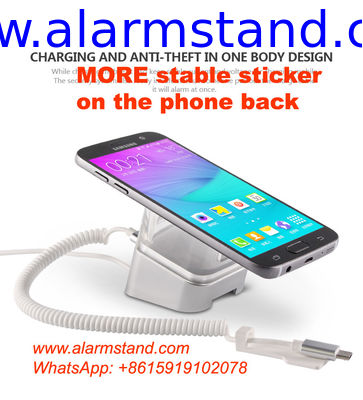 COMER mobile phone cable locking security acrylic stands with alarm charging cord for mobile phone accessories store